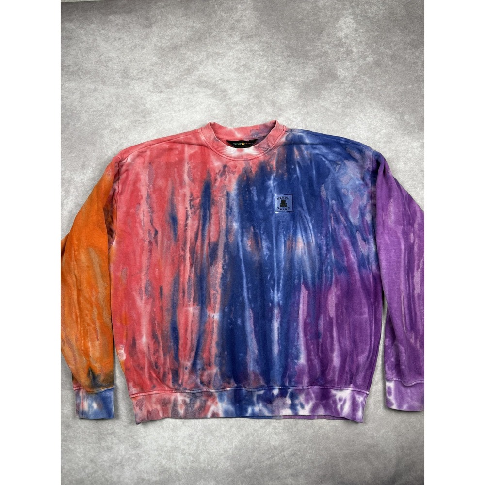 Teddy Fresh Sweatshirt‎ Mens Medium Crewneck Pullover Tie Dye Multicolor